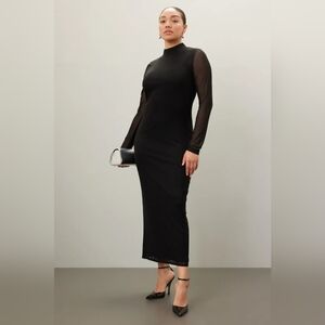 Saunders Collective Black Mesh Midi Dress Plus Size 14